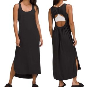 Lululemon Pima Cotton Open-Back Midi Dress in Black Size 6